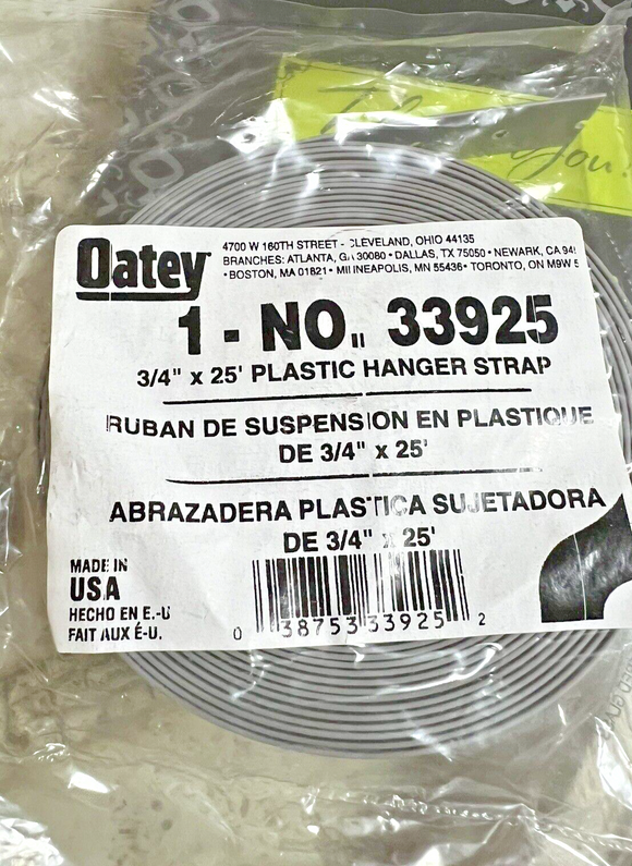 Oatey 33925 Plastic Strap, Bagged, 3/4-Inch x 25-Feet - Pro Plumbing Strapping