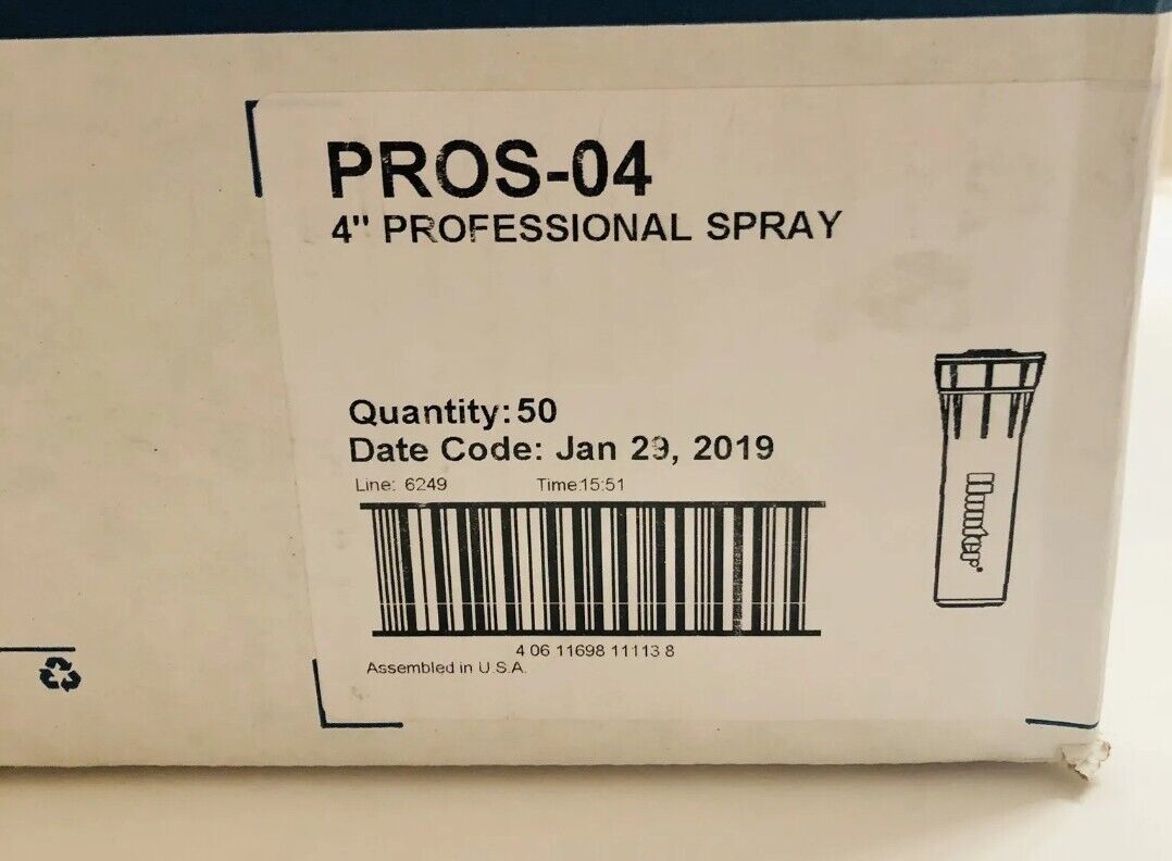 Case of 50 Hunter 4" Professional Spray Sprinkler Pop-Up Body Black PROS-04  NEW - 0