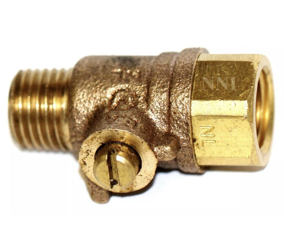 1/4" X 1/4" NPT - Lead Free Brass Test Cock - w/ Slot Backflow Preventer - PVB