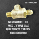 Wilkins Watts Febco Ames 1/8" Male X SAE Quick Connect Test Cock Apollo Conbraco-1
