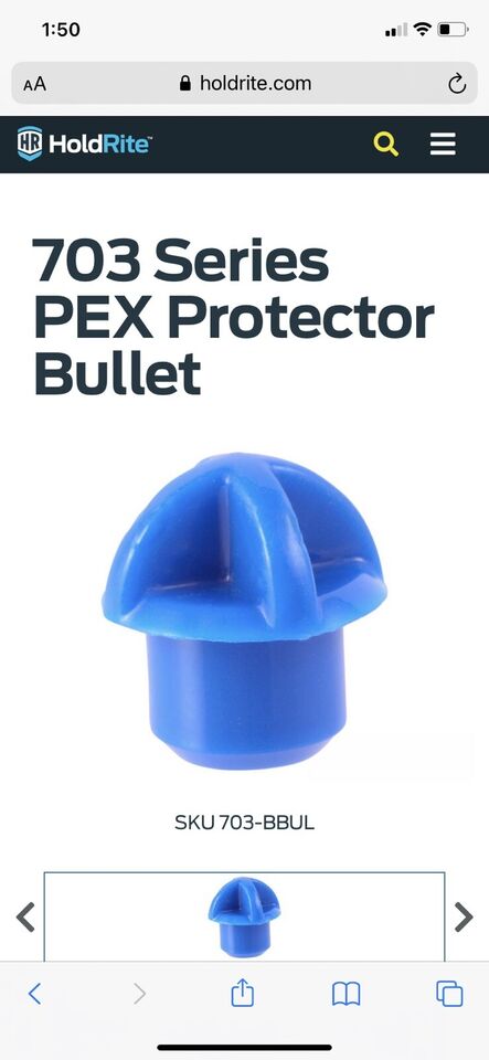 Hold rite 1/2” Pex Tube End Protector Bullet Blue 5 Pack