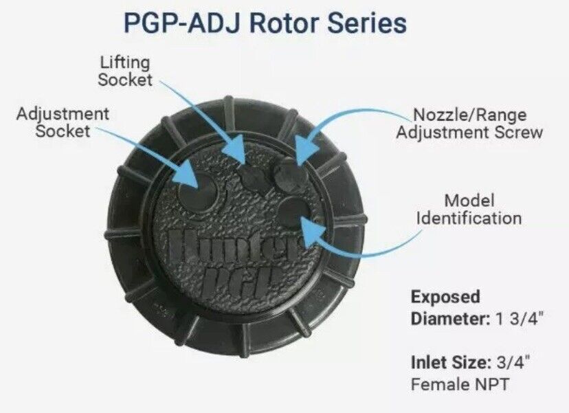 Hunter PGP-ADJ Rotor Sprinkler Heads 2 Pack Includes Adjustment Tool And Nozzles