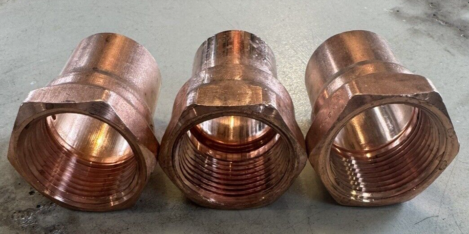 3 Pack 1 in. Sweat x FPT (NPT) Lead Free Pipe Adapter 1" Copper - Pro Fitting