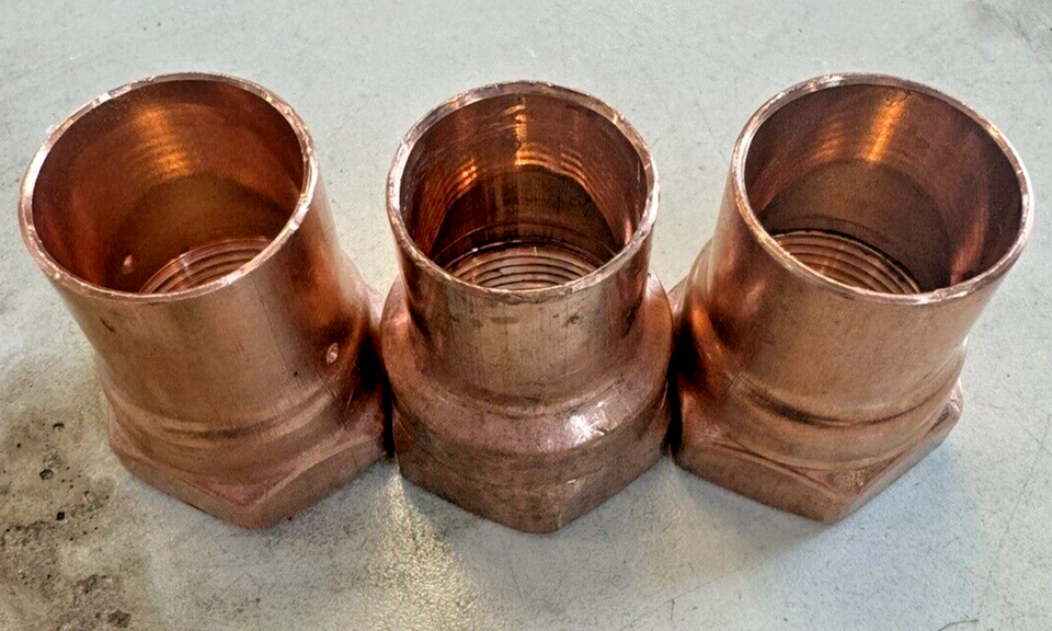 3 Pack 1 in. Sweat x FPT (NPT) Lead Free Pipe Adapter 1" Copper - Pro Fitting - 0