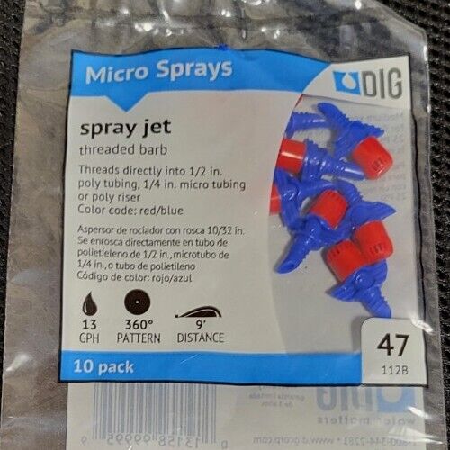 DIG 47 112B 360 Degree Micro Spray Jet - 10 Pack Red & Blue - 0