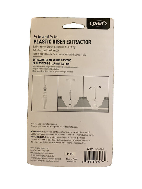 Irrigation Sprinkler Tool - Plastic Riser Extractor - 1/2 in. to 3/4 in. - Orbit
