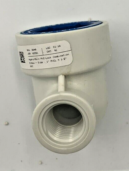 Hydro-Rain PVC-Lock Combination Elbow Size: 1" PVC X 1/2" FPT - No Glue Quick
