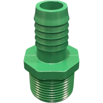 3/4" Barb x 1" MNPT PVC Insert Reducer Adapter Fitting for Poly Irrigation Sprinkler Pipe Green
